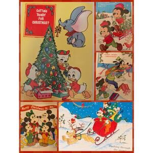 Vtg Disney Mickey Mouse and Friends Christmas Cards